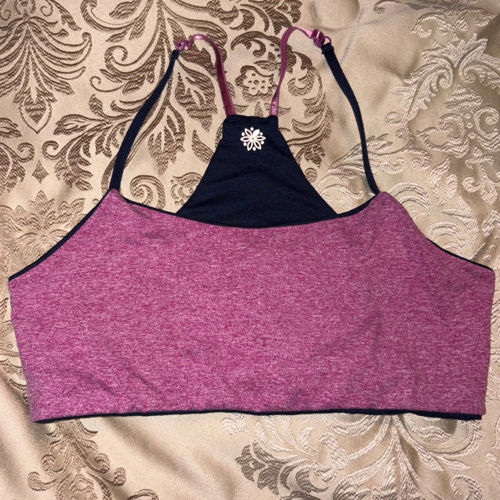 Lululemon Free to Be Wild Bra Purple Black Lotus Back Sports Bra Size 6 S/M